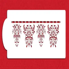 Damask Side Cake Stencil Side | C129T by Designer Stencils | Cake Decorating Tools | Baking Stencils for Royal Icing, Airbrush, Dusting Powder | Reusable Plastic Food Grade Stencil for Cakes | Easy to Use & Clean Cake Stencil