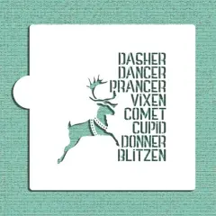Santa's Reindeer Cookie & Craft Stencil | CM170 by Designer Stencils | Cookie Decorating Tools | Baking Stencils for Royal Icing, Airbrush, Dusting Powder | Craft Stencils for Canvas, Paper, Wood | Reusable Food Grade Stencil