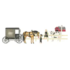 Amish Buggy with Children Wall Stencil | 2131 by Designer Stencils | Pattern Stencils | Reusable Stencils for Painting | Safe & Reusable Template for Wall Decor | Try This Stencil Instead of a Wallpaper | Easy to Use & Clean Art Stencil Pattern