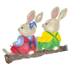 Twin Bunnies Wall Stencil | 1898 by Designer Stencils | Animal & Nature Stencils | Reusable Art Craft Stencils for Painting on Walls, Canvas, Wood | Reusable Plastic Paint Stencil for Home Makeover | Easy to Use & Clean Art Stencil