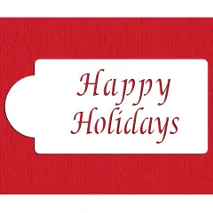 Happy Holidays Cake Stencil | C055 by Designer Stencils | Cake Decorating Tools | Baking Stencils for Royal Icing, Airbrush, Dusting Powder | Reusable Plastic Food Grade Stencil for Cakes | Easy to Use & Clean Cake Stencil