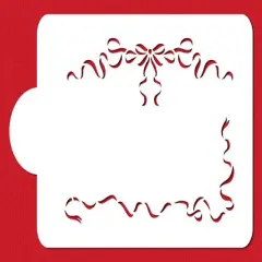 Ribbons and Bows Stencil Cake Top | C076 by Designer Stencils | Cake Decorating Tools | Baking Stencils for Royal Icing, Airbrush, Dusting Powder | Reusable Plastic Food Grade Stencil for Cakes | Easy to Use & Clean Cake Stencil