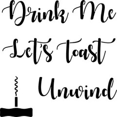 Drink, Unwind, Wine Embossing 12 x 12 Stencil | FS062 by Designer Stencils | Word & Phrase Stencils | Reusable Stencils for Painting on Wood, Wall, Tile, Canvas, Paper, Fabric, Furniture, Floor | Reusable Stencil for Home Makeover