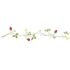Small Strawberry Vine Wall Stencil Border | 1485 by Designer Stencils | Reusable Art Craft Stencils for Painting on Walls, Canvas, Wood |