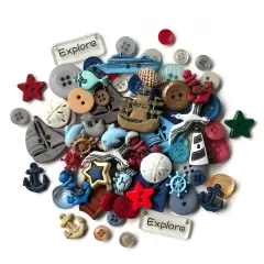 Buttons Galore and More 50+ Novelty Buttons for Sewing & Craft &ndash; Nautical Theme Buttons