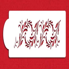 Feathered Scroll Cake Stencil Side | C160T by Designer Stencils | Cake Decorating Tools | Baking Stencils for Royal Icing, Airbrush, Dusting Powder | Reusable Plastic Food Grade Stencil for Cakes | Easy to Use & Clean Cake Stencil