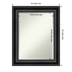 Beveled Bathroom Wall Mirror, Grand Black Frame