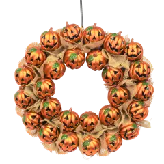Jack-O-Lantern Pumpkin Halloween Wreath Decoration