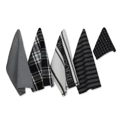 DII Asst Black Foodie Dishtowel And Dishcloth 5 Piece