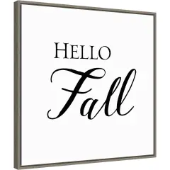 Hello Fall Script by Amanti Art Portfolio 22-in. W x 22-in. H. Canvas Wall Art Print Framed in Grey