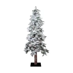 Perfect Holiday Pre-lit Natural Alpine Tree With Square Metal Base