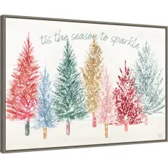 Holiday Sparkle I by Dina June 33-in. W x 23-in. H. Canvas Wall Art Print Framed in Grey