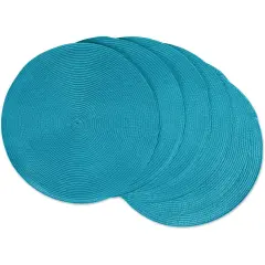 PLACEMAT ROUND PP WOVEN BAJA BLUE Set of 6