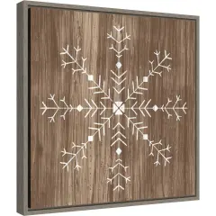 Barnwood Wonderland I Snowflake by June Erica Vess Canvas Wall Art Print Framed
