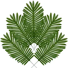 Artificial Palm Leaves 21&rdquo; Long Stems Tropical Hawaiian Greenery Decor Faux Tree Branches Plants Home Indoor Outdoor Luau Party Decoration, 5pcs