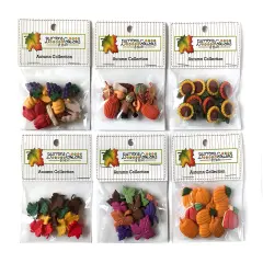 Buttons Galore Autumn Group Buttons - Set of 6 Button Packs - Leaves, Pumpkins, Sunflowers & More