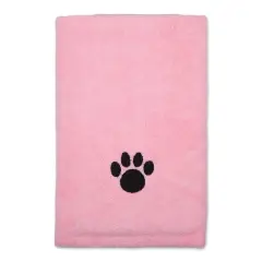 DII Pink Embroidered Paw Pet Towel