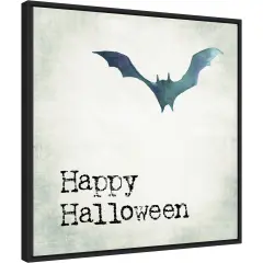 Happy Halloween Bat Grunge by Amanti Art Portfolio 22-in. W x 22-in. H. Canvas Wall Art Print Framed in Black