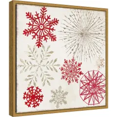 Christmas Snowflakes II by PI Studio Canvas Wall Art Print Framed Gold