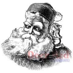 Deep Red Stamps Santa with Elf Rubber Cling Stamp 3 x 3.2inches