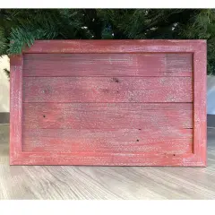 Rustic Farmhouse Small 17" Reclaimed Wooden Christmas Tree Box Collar Red