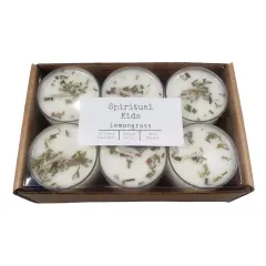 Lemongrass Natural Soy Wax Tealights 12 Count Hand Poured with Fragrant/Essential Oils with Dried Lemongrass