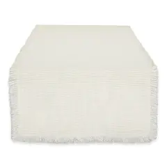 DII Cream Sugar Basket Fringe Table Runner 14x72