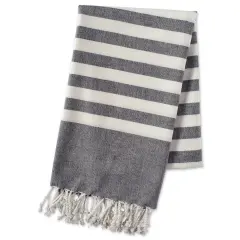 DII Black 1 Inch Stripe Fouta Towel