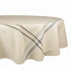 DII Black French Stripe Tablecloth 70 Round
