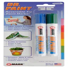 U-Mark DR. PAINT&trade; Reversible Tip Paint Marker - Blue/Green