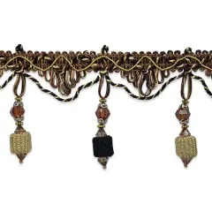 5 yards of Ruth Cube Bead Fringe Trim Chocolate Multi