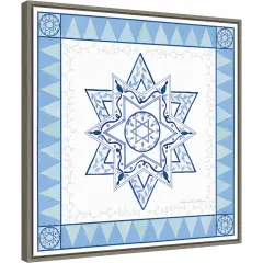 Celebrating Hanukkah I by Kathleen Parr McKenna 22-in. W x 22-in. H. Canvas Wall Art Print Framed in Grey