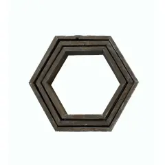 Rustic Farmhouse Floating Reclaimed Wood Hexagon Shelves (Set of 3) Brown