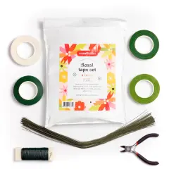 Incraftables White & Green Floral Tape (4pcs), Stem Wire (100pcs), Flower Wire (30m) & Cutter. Light & Dark Green Flower Tapes for Bouquets. DIY Flower Arrangements & Boutonniere Supplies Kit