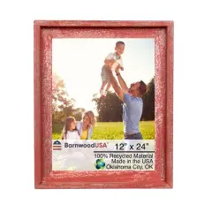 Rustic Farmhouse Signature Series 12 in. x 24 in. Reclaimed Wood Picture Frame Red