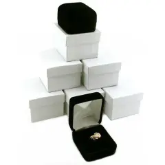 6 Black Velvet Ring Gift Boxes Jewelry Counter Displays