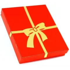 Cotton Box Red Gold Bow 6.125" x 5.125" x 1.125"