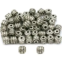 Barrel Bali Beads Antique Silver Plated 4.5mm Approx 50