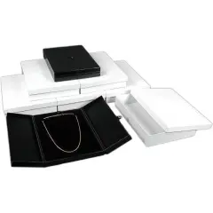 6 Large Black Necklace Snap Lid Gift Boxes Display Box