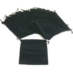 20 Pouches Black Velvet Drawstring Jewelry Bags 5"