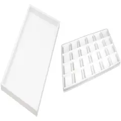 3 White Plastic Stackable Jewelry Display Trays w/ White 24-slot Tray Inserts