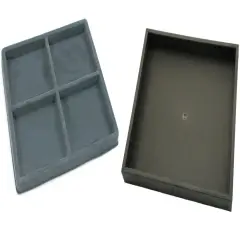 Black Open Square Stackable Jewelry Display Tray w/ Gray 4-slot Plastic Tray