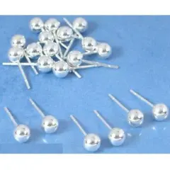 20 Sterling Silver Ball Stud Earrings 5mm