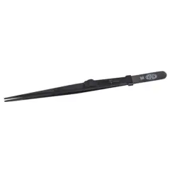 Allegro Diamond Tweezers, Stainless Steel, Black, Medium Point, Locking, 6-1/2"