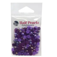 Buttons Galore Flat Back Half Pearls in AB Finish - Multiple Color Assortments - 36 Grams Grapevine