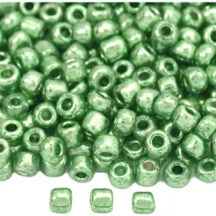25 Grams Metallic Lt Green Opaque Glass Seed Beads 12/0