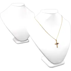 2 White Leather Necklace Busts Jewelry Displays 8.5"