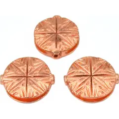 Fluted Star Disc Beads Copper Plated 19.5mm Approx 3