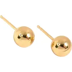 2 14K Yellow Gold 5mm Ball Stud Earrings Piercing Jewelry