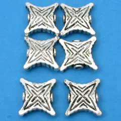Bali Square Beads Antique Silver Plated 14mm Approx 6